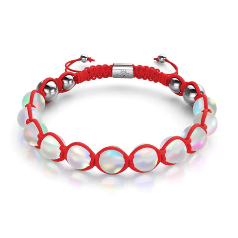 Rouge | Arc-en-ciel Blanc | Argent | Bracelet Charmballa Verre Sirène